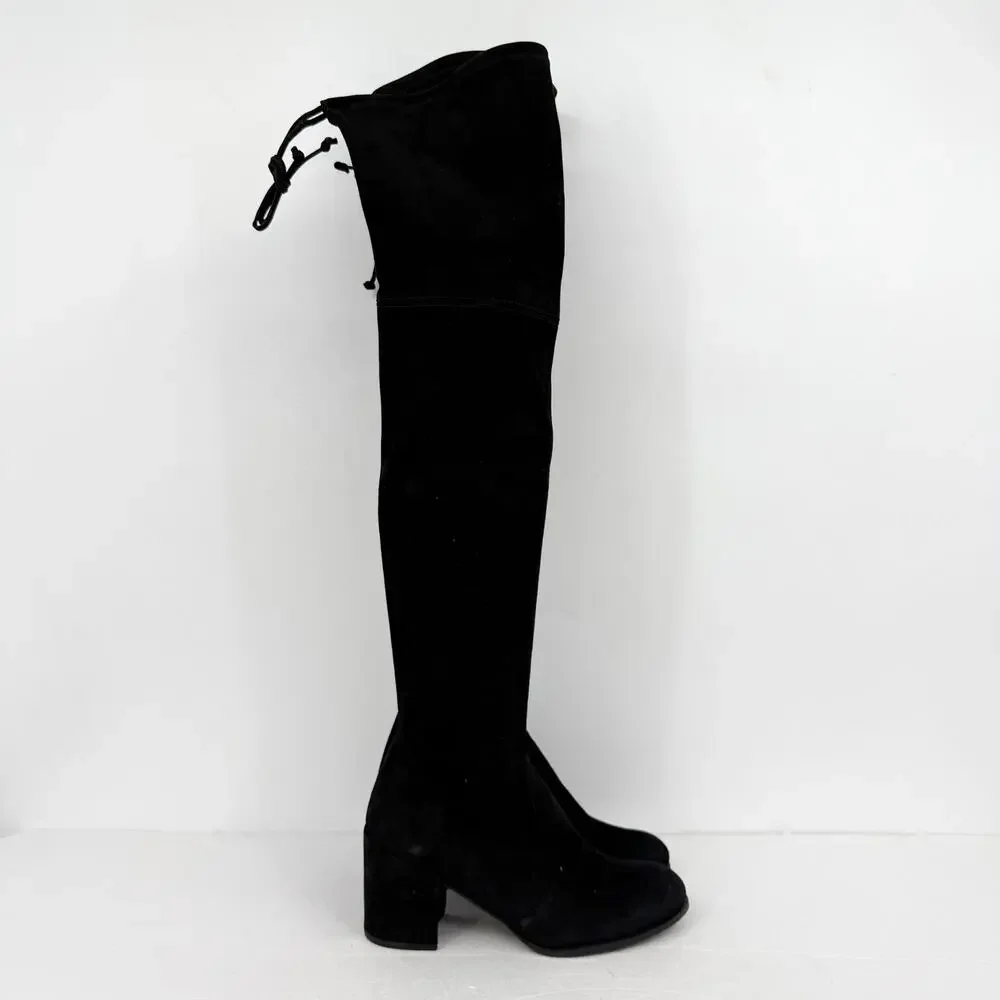 Stuart Weitzman Womens Tieland Over The Knee Boots Size 6 Black Suede EUC